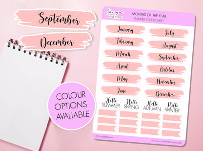 Months of the Year Planner Stickers Seasons Months Bullet Journal Functional Diary Sticket Sheet