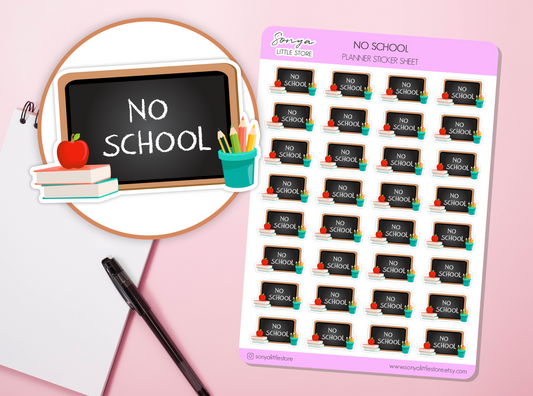 No School Planner Stickers School University College Education Chalkboard Books Bullet Journal Sticker Sheet