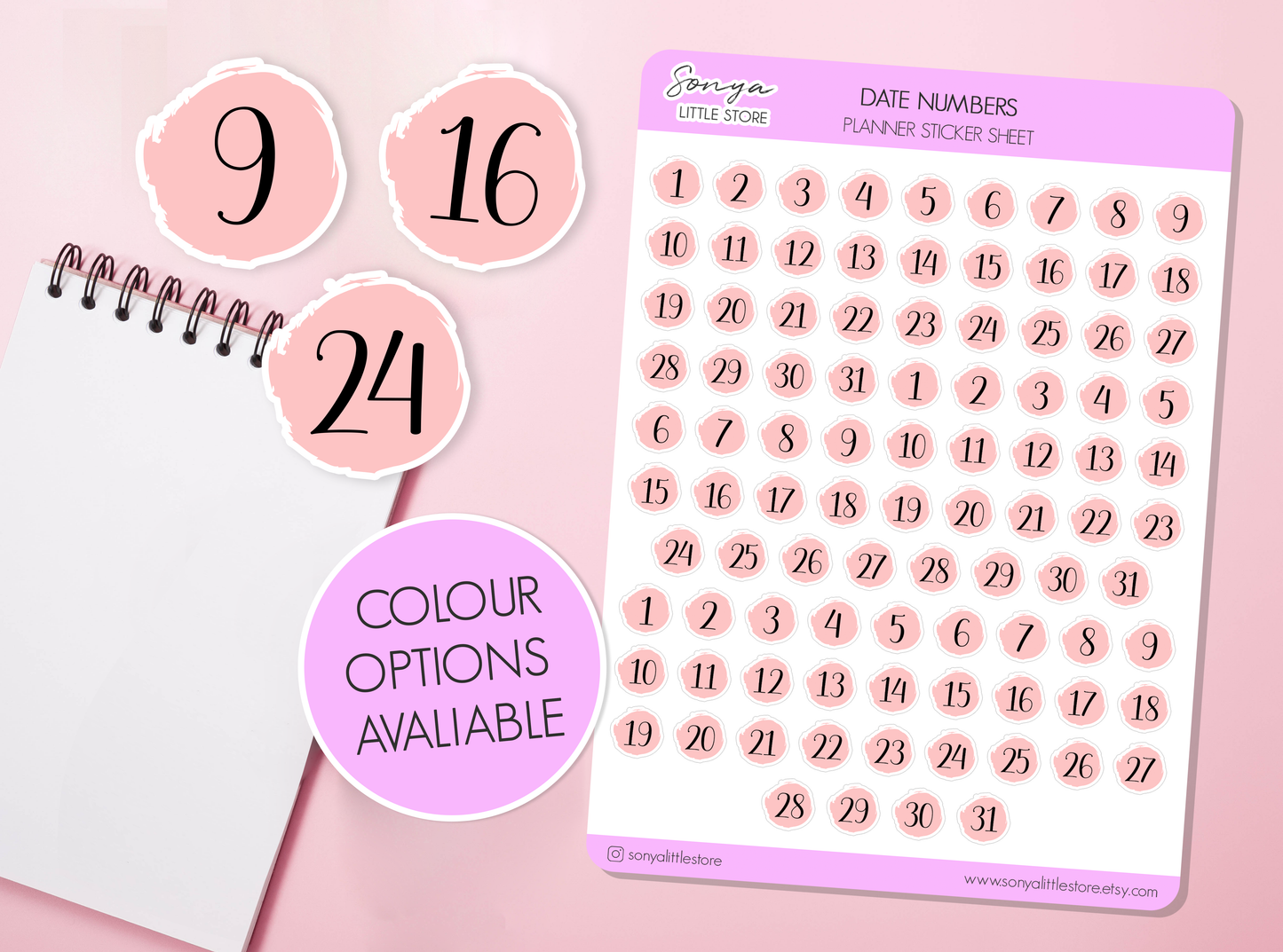 Date Numbers Planner Stickers | Functional Date Covers Numbers Circle Journal Diary Stickers Sheet