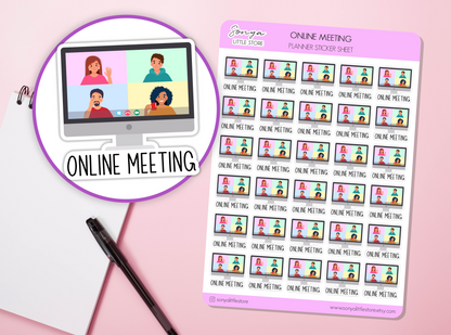 Online Meeting Planner Stickers Zoom Teams Video Call Schedule Organisational Sticker Sheet