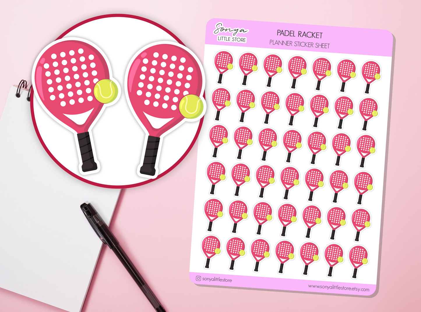 Padel Planner Stickers Paddle Sport Exercise Fitnnes Activity Bullet Journal Diary Sticker Sheet