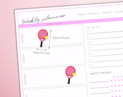 Padel Planner Stickers Paddle Sport Exercise Fitnnes Activity Bullet Journal Diary Sticker Sheet