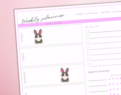 Cute Rabbit Bunny Planner Stickers Adorable Animal Pet Care Bullet Journal Sticker Sheet