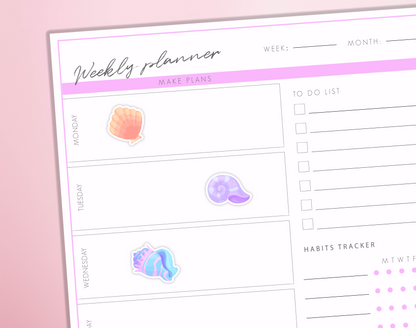 Seashells Planner Stickers Beach Day Summer Seaside Vacation Holiday Bullet Journal Diary Sticker Sheet