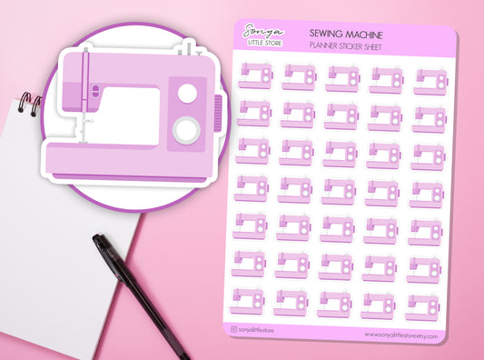 Sewing Machine Planner Stickers | Sewing Craft Hobby Bullet Journal Scrapbook Diary Sticker Sheet