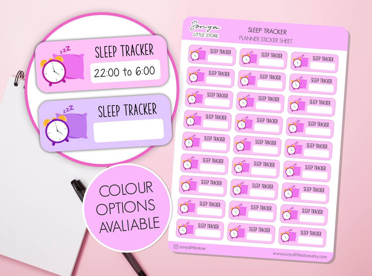 Sleep Tracker Planner Stickers Write on Box Sleep Nigh Time Routine Bullet Journal Sticker Sheet