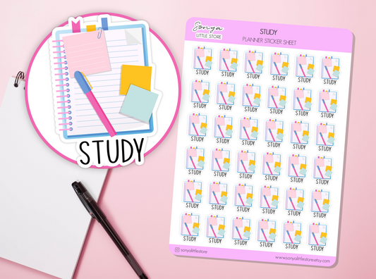 Study Planner Stickers | University College School Exam Test Studying Homework Bullet Journal Sticker Sheet