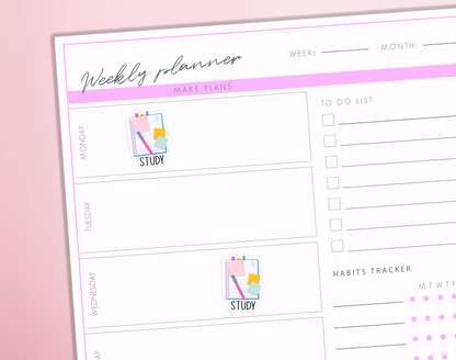 Study Planner Stickers | University College School Exam Test Studying Homework Bullet Journal Sticker Sheet