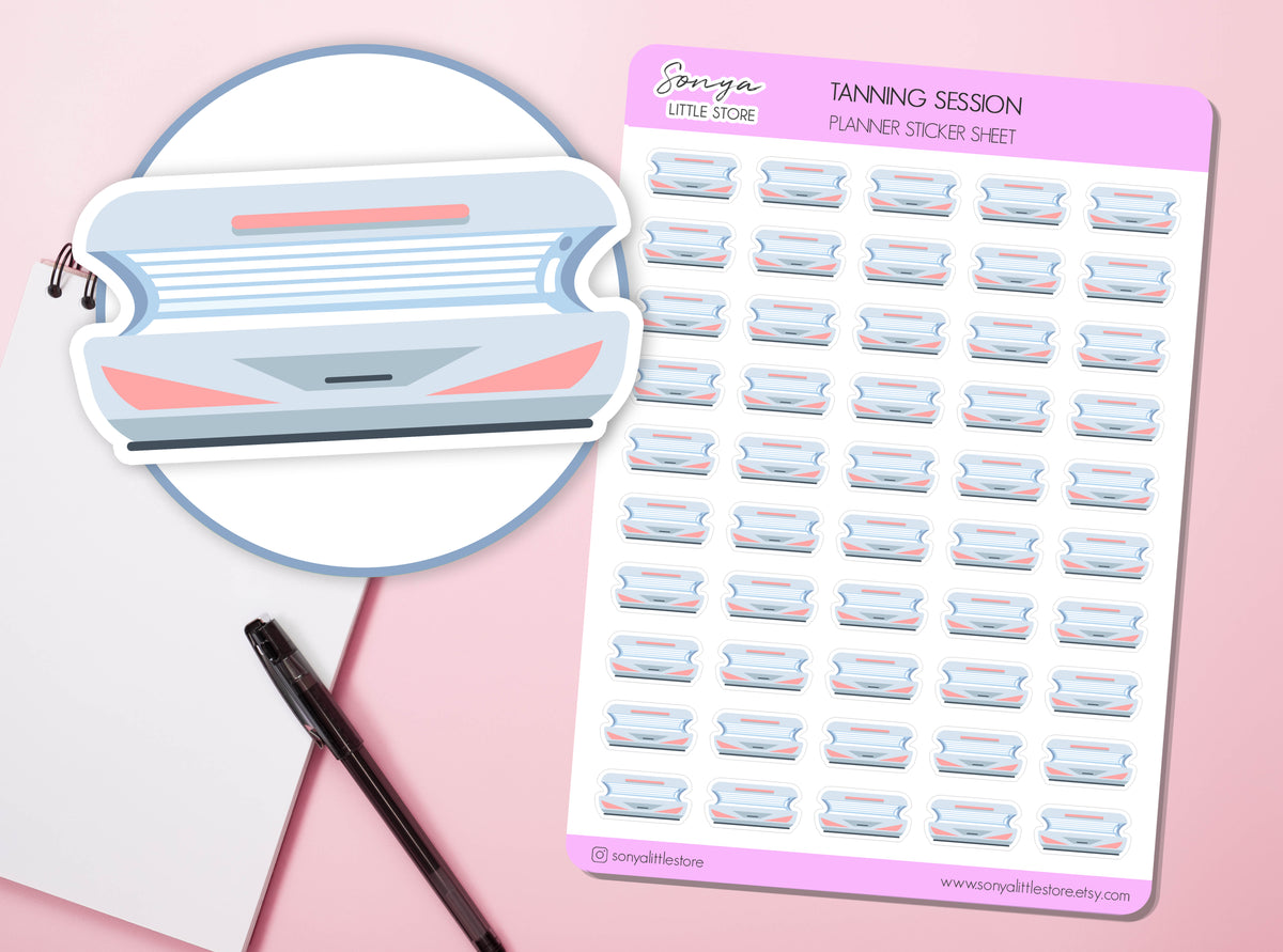 Tanning Session Planner Stickers Sunbed Appointment Tan Bed Selfcare Routine Journal Diary Sticker Sheet
