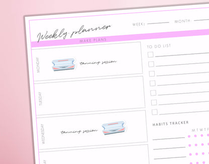 Tanning Session Planner Stickers Sunbed Appointment Tan Bed Selfcare Routine Journal Diary Sticker Sheet