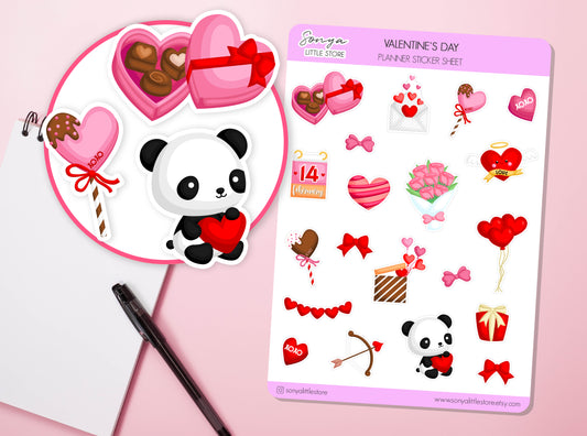 Valenine's Day Planner Stickers 0.2 | Love Hearts Valentine Celebration Scrapbook Journal Diary Sticker Sheet