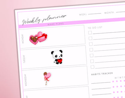 Valenine's Day Planner Stickers 0.2 | Love Hearts Valentine Celebration Scrapbook Journal Diary Sticker Sheet