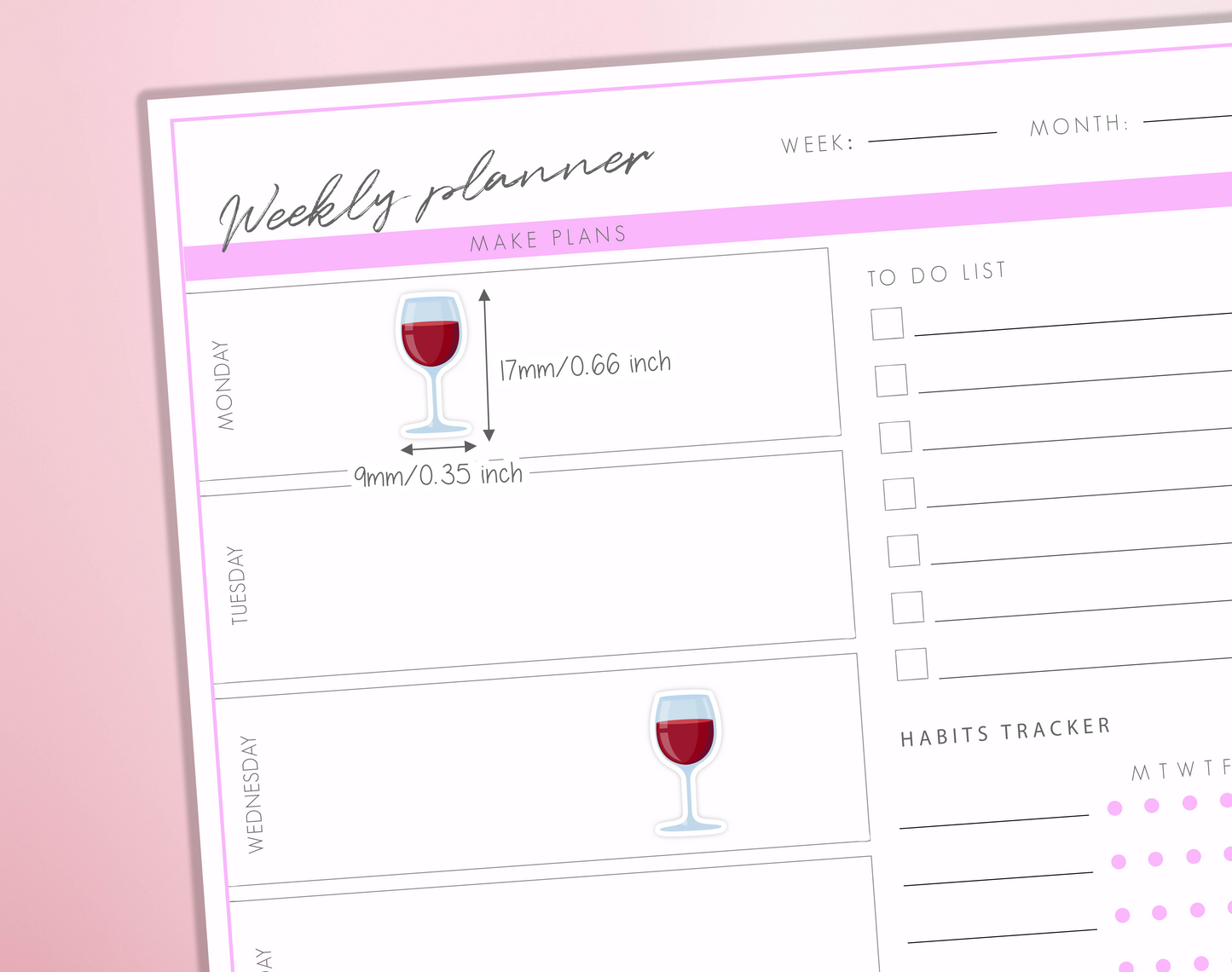 Red Wine Glass Planner Stickers Date Night Celebration Diary Bullet Journal Sticker Sheet