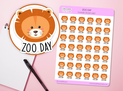 Zoo Day Planner Stickers Visit Zoo Trip Family Time Children Adorable Animals Trip Bullet Journal Sticker Sheet